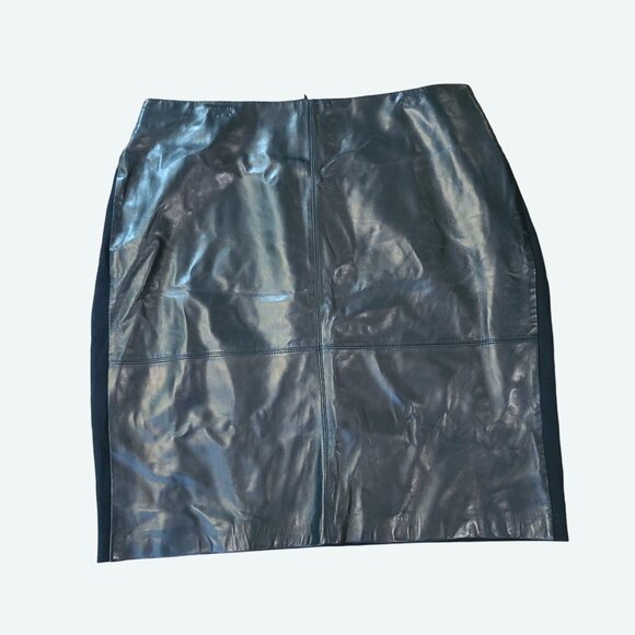 Talbots Woman‎ Pencil Skirt Black Lamb Skin Front Jersey Knit Back Size 16W NWOT - Picture 1 of 9